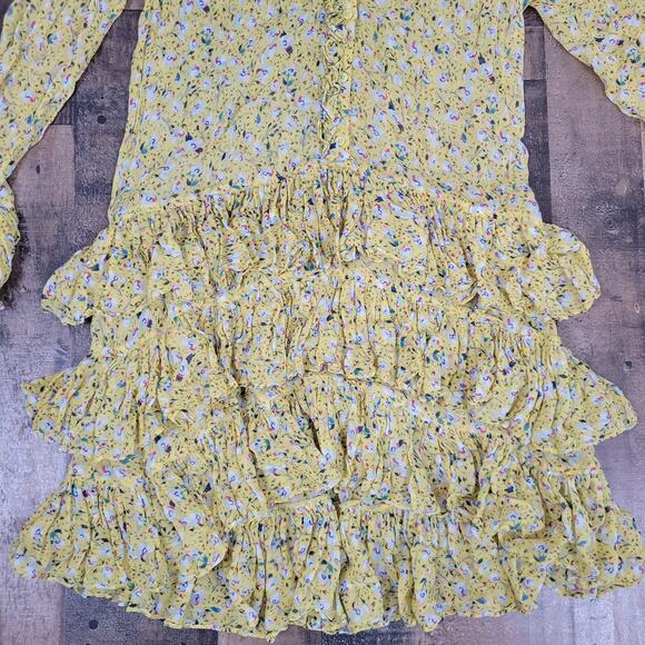 Zadig & Voltaire Rebbie Goa Mini Dress Yellow Ditsy Floral No Size Tag Small - Picture 3 of 15